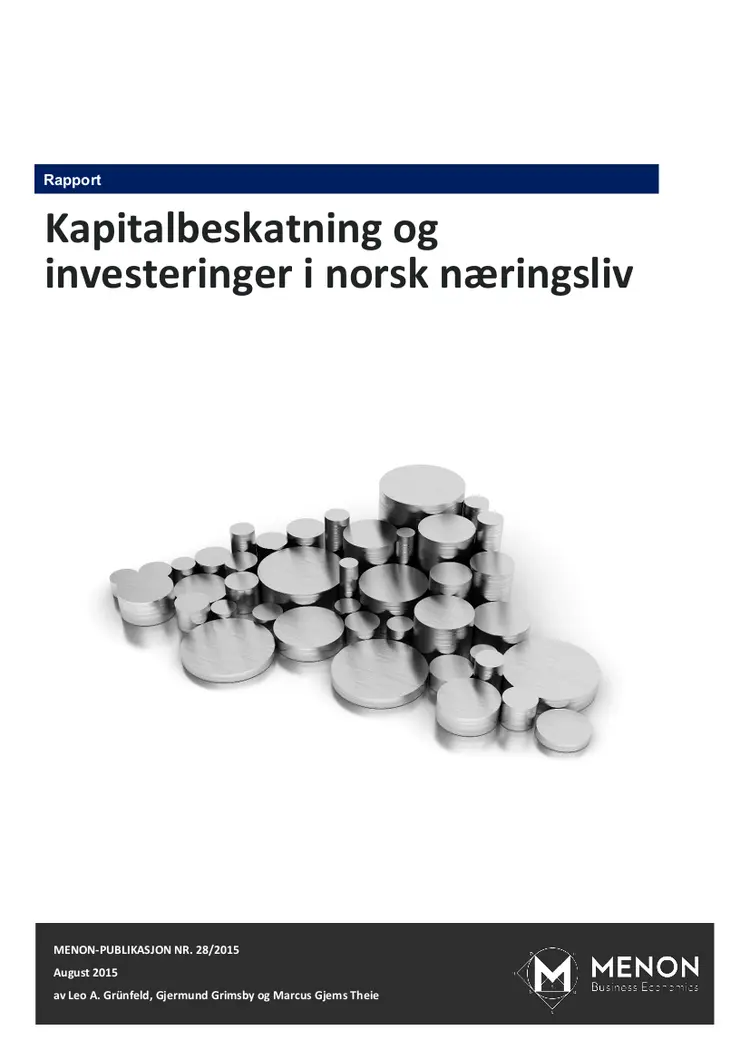 Kapitalbeskatning og investering i norsk naringsliv menon