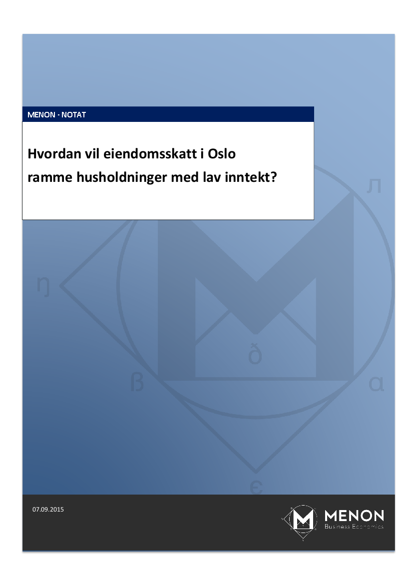 Menon-notat: Eiendomsskatt i Oslo