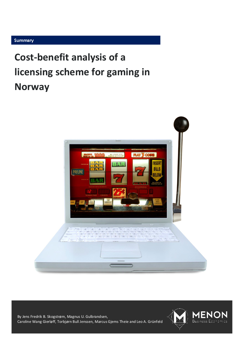 Cost-benefit analysis of a licensing scheme for gaming in Norway – Extended summary in English
