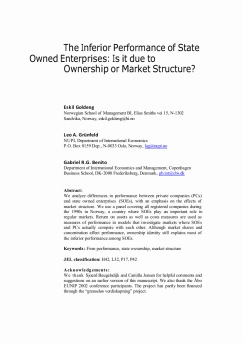 The Performance Differencial between Private and State Owned Enterprises: The roles of Management, Ownership or Market Structure?